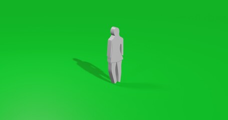 Poster - Isolated realistic white burkini symbol front view with shadow. 3d illustration on green chroma key background