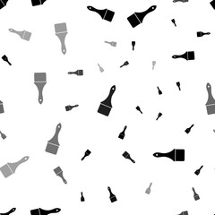 Poster - Seamless vector pattern with paint brush symbols, creating a creative monochrome background with rotated elements. Illustration on transparent background