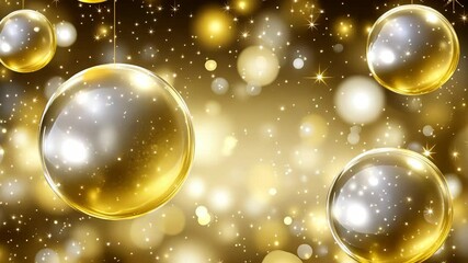 Poster - Golden Orbs and Sparkling Stars: An Abstract Holiday Scene