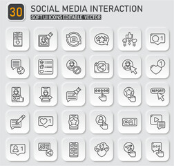 Poster - Diverse Collection of Social Media Engagement Icons in Soft UI Style