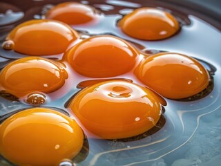 Poster -  A bowl of freshly cracked eggs with yolks intact, ready for cooking.