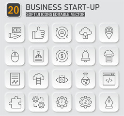 Aufkleber - Clean and Minimalist Business Start-Up Icon Collection for Digital Projects