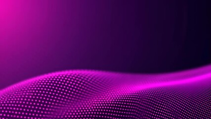 Poster - Abstract Pink Particle Wave: Digital Data Stream Visualization on Deep Purple Background