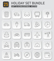 Fototapete - Comprehensive holiday and travel soft UI icons vector collection for various designs