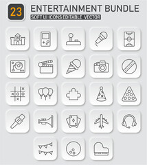 Aufkleber - Entertainment bundle soft ui icons collection vector design elements neumorphism