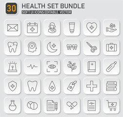 Poster - A Comprehensive Collection of Minimalist Healthcare Icons in Editable Vector Format