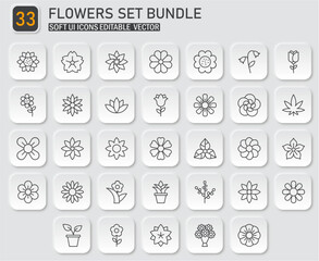 Poster - Collection of Elegant Flower Icons for Spring and Botanical Design Projects