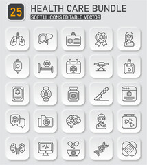 Poster - Comprehensive health and medical care icon collection offering editable vector resources