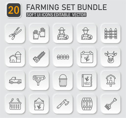 Poster - diverse farming line icons collection pack representing rural and agriculture lifestyle