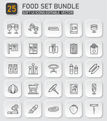 Poster - Elegant Soft UI Food Icons: Vector Set for Culinary and Restaurant Designs