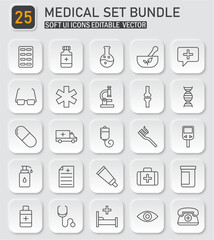 Poster - Comprehensive medical icon set featuring soft UI design elements for healthcare applications