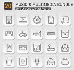 Poster - Versatile vector icon set for music and multimedia applications designs and projects
