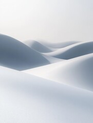 Poster - Snowy landscape with gentle curves and soft shadows creates a calming atmosphere in a minimalist setting