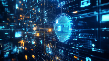 Poster - An AI powered system enhancing digital marketing by analyzing real time consumer data and campaign performance, futuristic AI-driven marketing platform, Digital marketing technology style