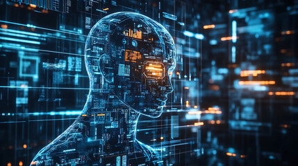 Poster - An AI powered system enhancing digital marketing by analyzing real time consumer data and campaign performance, futuristic AI-driven marketing platform, Digital marketing technology style