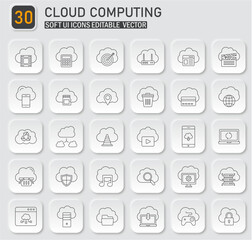 Aufkleber - Modern Cloud Computing Service Icons Collection with Soft UI Editable Vector