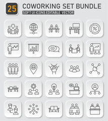 Poster - Diverse Coworking and Collaboration Icon Set for Modern Business Environments