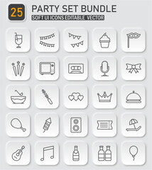 Poster - Celebration icon pack with festive and entertainment elements on soft background