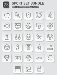 Poster - Neumorphism Style Sports Icon Set: Vector Bundle for Athletic and Fitness Activities