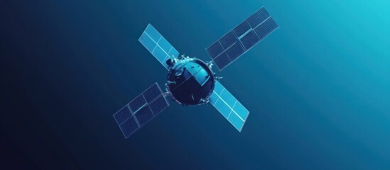 Wall Mural - a satellite with solar panels against a blue sky