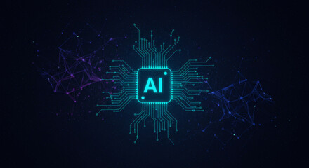 Poster - Abstract AI Technology Chip Circuit Board Digital Art