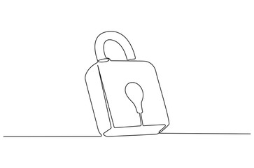 Wall Mural - continuous one line drawing of padlock. single line drawing illustration set of office lock. securit