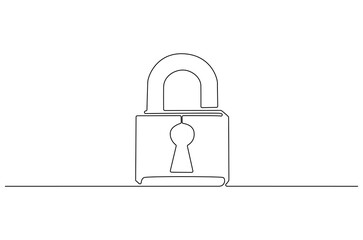 Wall Mural - continuous one line drawing of padlock. single line drawing illustration set of office lock. securit