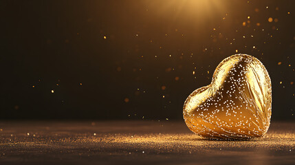 Poster - Glittering Gold Heart with Sparkling Background in Soft Light