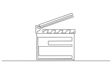 Wall Mural - continuous one line drawing of movie clapper board. single line drawing illustration of film clapper