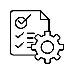 Poster - Project management checklist with gear icon for process optimization and task completion system design