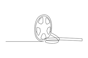 Wall Mural - continuous one line drawing of retro classic movie film reel. single line drawing illustration of mo