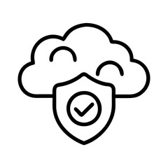 Aufkleber - Cloud security icon for secure cloud storage and data protection with shield and check mark symbol vector 
