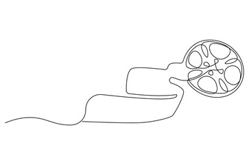 Wall Mural - continuous one line drawing of retro classic movie film reel. single line drawing illustration of mo