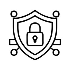 Poster - Security shield with padlock for network protection and data encryption cybersecurity icon vector design