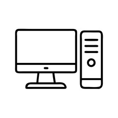 Poster - Desktop computer pc workstation vector icon illustration for graphic design and web design needs