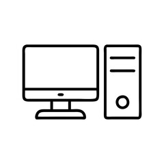 Poster - Desktop computer pc vector icon workstation technology hardware outline monitor cpu tower system isolated design