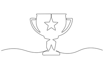 Wall Mural - continuous one line drawing of award trophy cup. single line drawing illustration of trophy cup comp