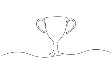 Wall Mural - continuous one line drawing of award trophy cup. single line drawing illustration of trophy cup comp