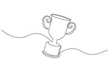 Wall Mural - continuous one line drawing of award trophy cup. single line drawing illustration of trophy cup comp