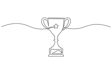 Wall Mural - continuous one line drawing of award trophy cup. single line drawing illustration of trophy cup comp