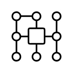 Aufkleber - Network diagram icon vector illustration representing connection nodes and square central hub for data flow 