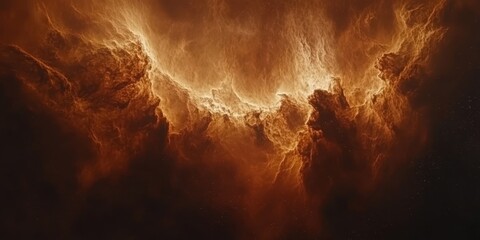 Wall Mural - ethereal cloudscape. dramatic orange and golden nebula, celestial spectacle
