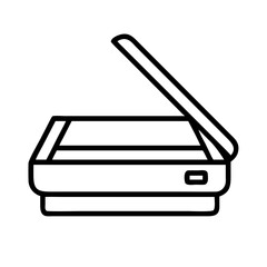 Poster - Outline vector graphic of a flatbed scanner for office document scanning and image digitization process