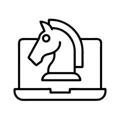 Poster - Digital chess strategy online game planning and tactics on laptop computer icon vector design concept