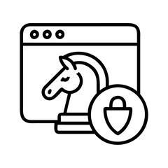 Poster - Secure website strategy with chess knight and padlock icon for online security and data protection concept