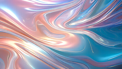 Fototapete - Abstract Flowing Multicolored Liquid with Shiny Iridescent Texture Background