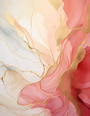Poster - Abstract Fluid Art with Pink and Gold Accents Creates Elegant Pattern