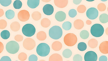 Poster - Pastel Circles Repeating Seamless Pattern Watercolor Style Design Background
