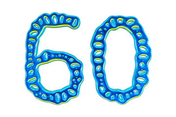 Poster - 3d Blue Number 60 For Math And Business Concept