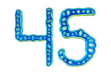 Poster - 3d Blue Number 45 For Math And Business Concept